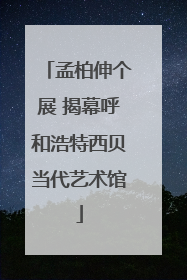 孟柏伸个展 揭幕呼和浩特西贝当代艺术馆
